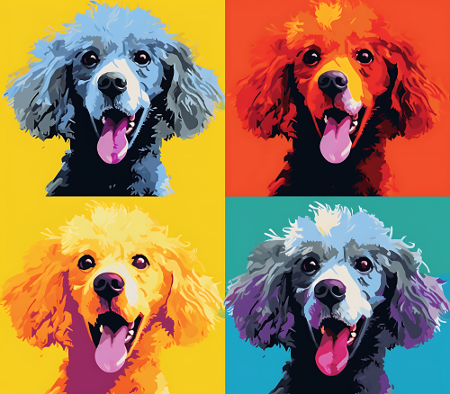(s388-3-2J) Pop Art 4 Panel Dog Poodle