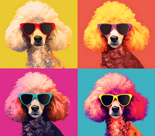 (s388-3-2K) Pop Art 4 Panel Dog Poodle