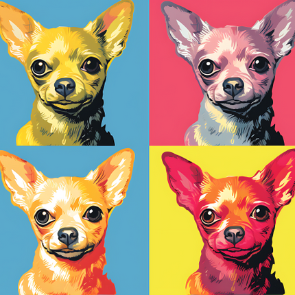 (s388-3-1P) Pop Art 4 Panel Dog Chihuhua