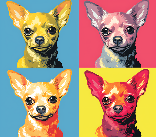 (s388-3-1P) Pop Art 4 Panel Dog Chihuhua