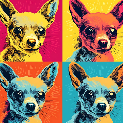 (s388-3-1Q) Pop Art 4 Panel Dog Chihuahua