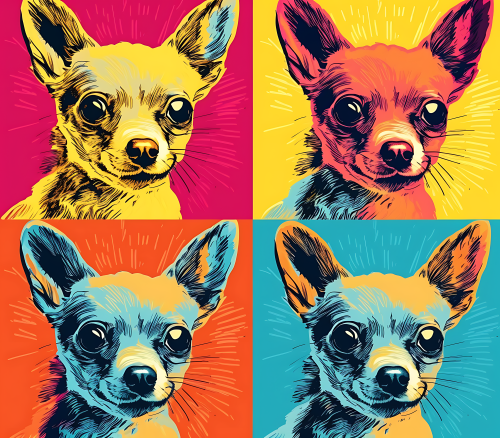 (s388-3-1Q) Pop Art 4 Panel Dog Chihuahua