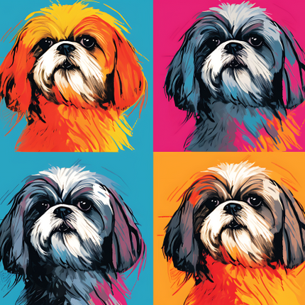 (s388-3-2Q) Pop Art 4 Panel Dog