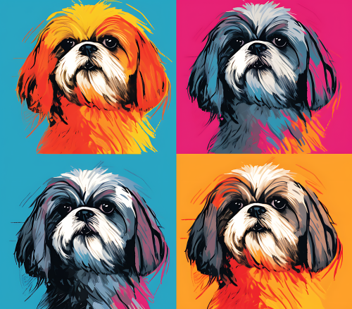 (s388-3-2Q) Pop Art 4 Panel Dog