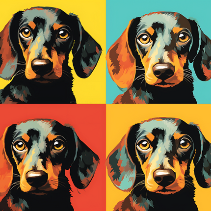 (s388-3-1R) Pop Art 4 Panel Dog Dachshund