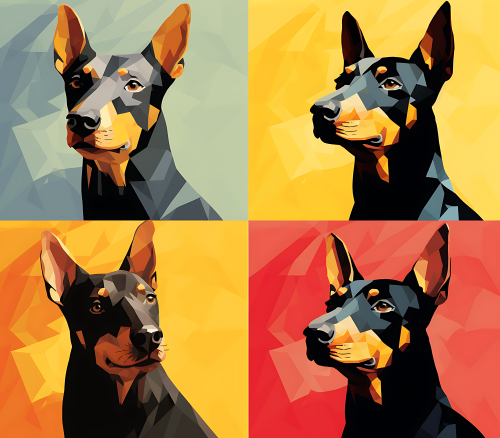 (s388-3-1W) Pop Art 4 Panel Dog Doberman