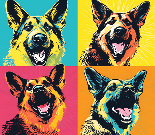 (s388-3-1Z) Pop Art 4 Panel Dog Shepherd