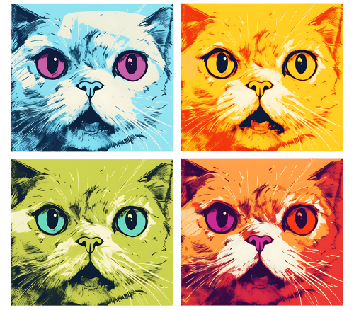 (s388-4-2B) Pop Artwork 4 Panel Cat
