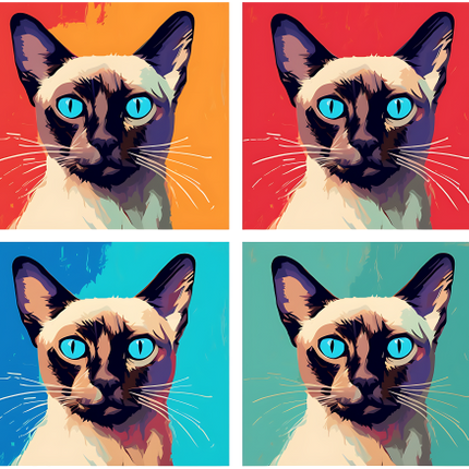 (s388-4-2C) Pop Artwork 4 Panel Cat