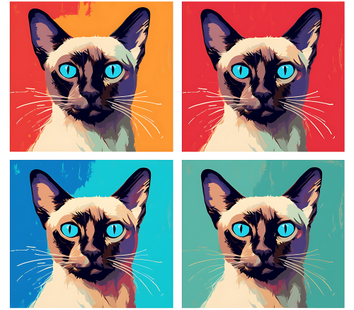 (s388-4-2C) Pop Artwork 4 Panel Cat