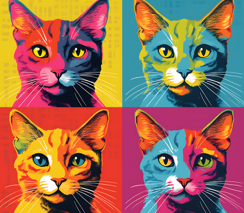 (s388-4-2D) Pop Artwork 4 Panel Cat