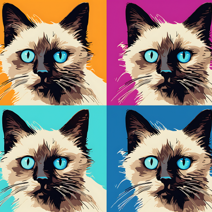 (s388-4-1F) Pop Artwork 4 Panel Cat