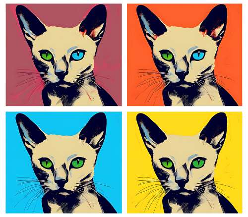(s388-4-2F) Pop Artwork 4 Panel Cat
