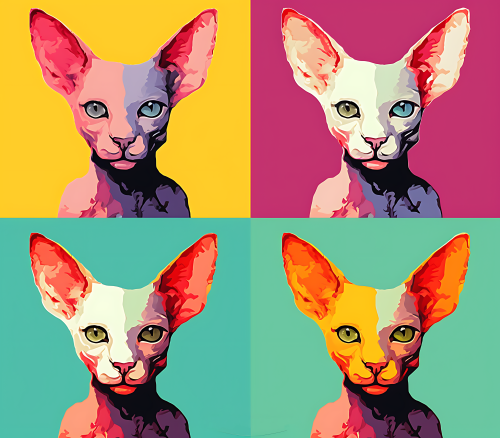 (s388-4-1P) Pop Artwork 4 Panel Cat