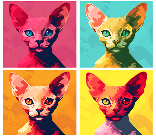 (s388-4-1Q) Pop Artwork 4 Panel Cat
