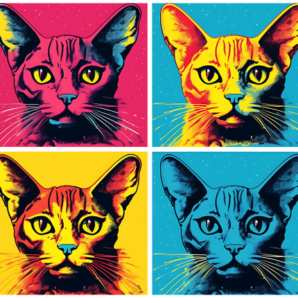 (s388-4-1S) Pop Artwork 4 Panel Cat