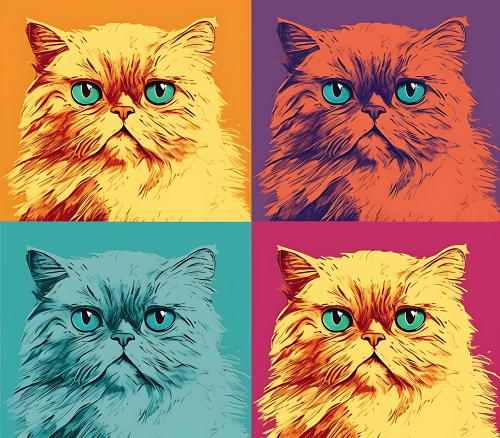(s388-4-1T) Pop Artwork 4 Panel Cat
