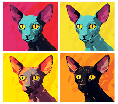 (s388-4-1X) Pop Artwork 4 Panel Cat
