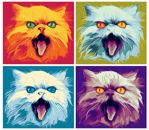 (s388-4-1Y) Pop Artwork 4 Panel Cat