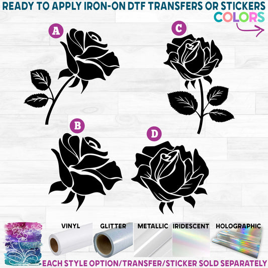 (s038-1) Roses Rose Flowers Printed Heat Transfer or Sticker