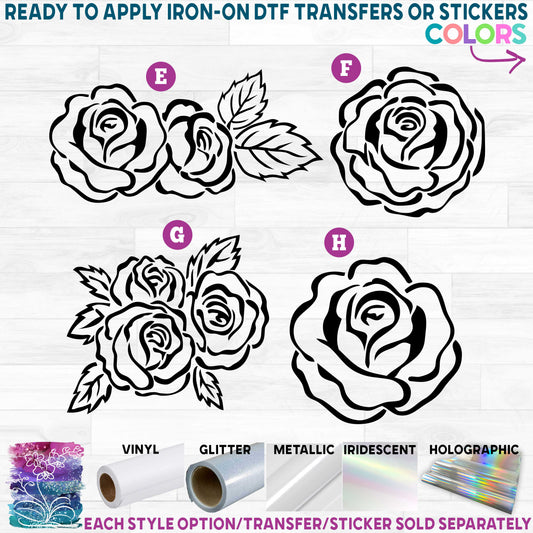 (s038-1) Roses Rose Flower 2 Printed Heat Transfer or Sticker