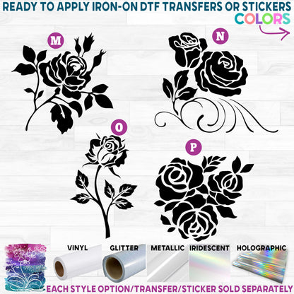 (s038-1) Roses Rose Flower Printed Heat Transfer or Sticker