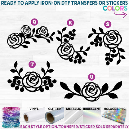 (s038-1) Roses Rose Berries Printed Heat Transfer or Sticker