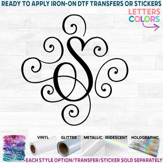 (s390) Fancy Swirl Monogram Letter Letters A-Z
