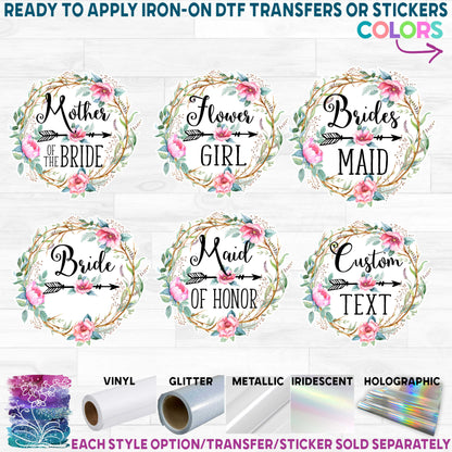 (s391-A) Bridal Wedding Party Rose Floral Flowers Watercolor Custom Text