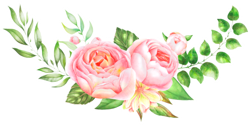 (s396-2-B) Pink Yellow Roses Watercolor Flowers