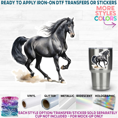 (s398) Horse Horses Watercolor c Printed Heat Transfer or Sticker