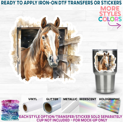 (s398) Horse Horses Watercolor d Printed Heat Transfer or Sticker