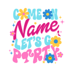 (s399-39) Barbie or Custom Name Let's Go Party