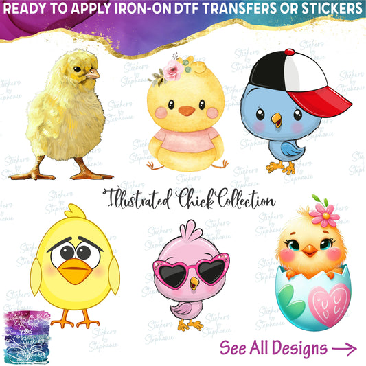 (s003-1) Illustrated Cartoon Watercolor Chicken Chick Collection 23 Style Options
