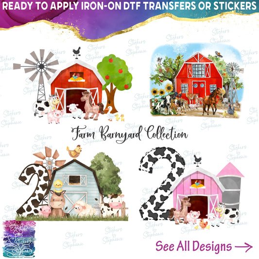 (s003-16) Watercolor Barn Farm Animals Barnyard Collection