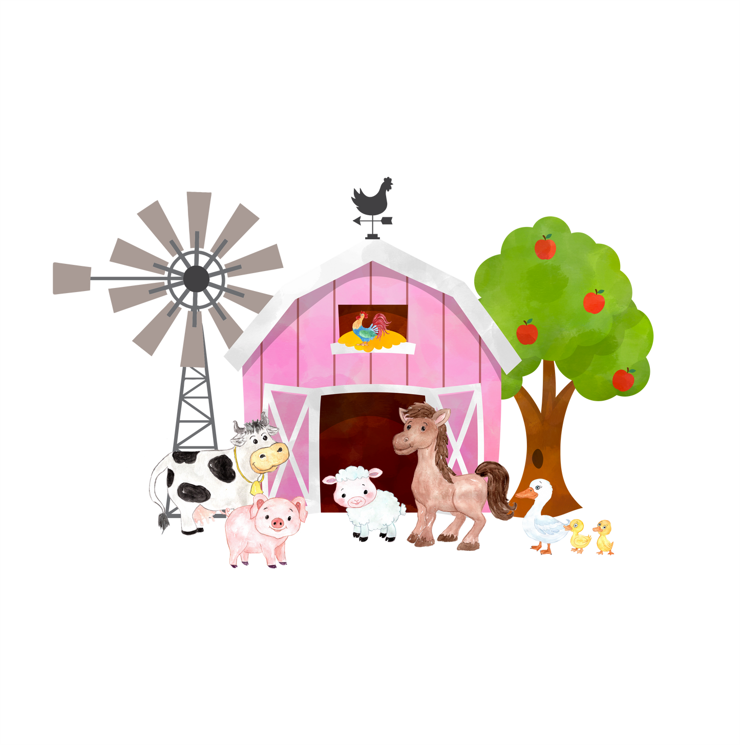 (s003-16A) Mommy of the Birthday Girl Custom Family Pink Barn Farm Animals