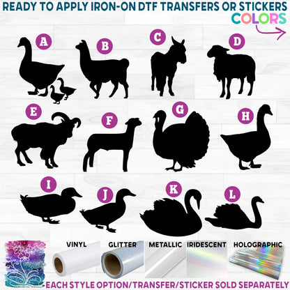 (s003-05) Farm Animals Printed Heat Transfer or Sticker