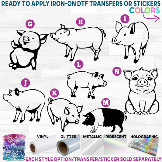 (s003-04) Cute Pig Pigs Printed Heat Transfer or Sticker