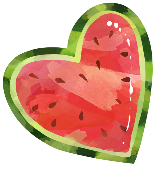 (s004-1-1V) Red Watermelon Heart