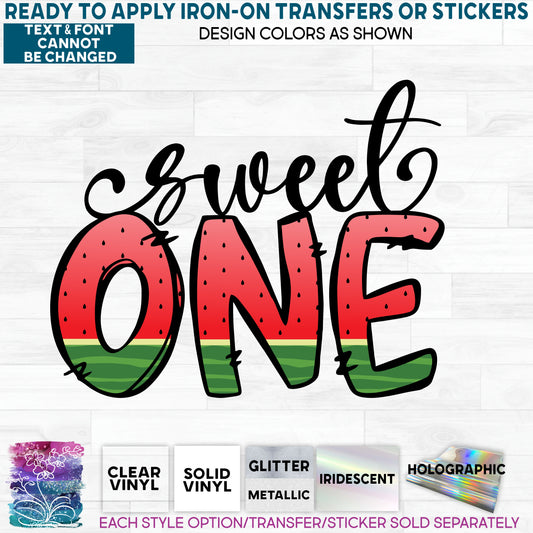 (s004-3B) Sweet One Red Watermelon Glitter or Vinyl Iron-On Transfer or Sticker