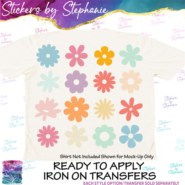 (s04-008) Groovy Retro Flowers Daisies Daisy Iron-On Transfer
