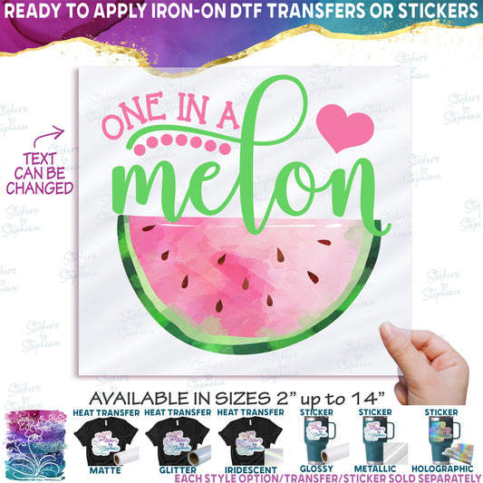 (s004-2B) Pink Watermelon One in a Melon Family Custom Text