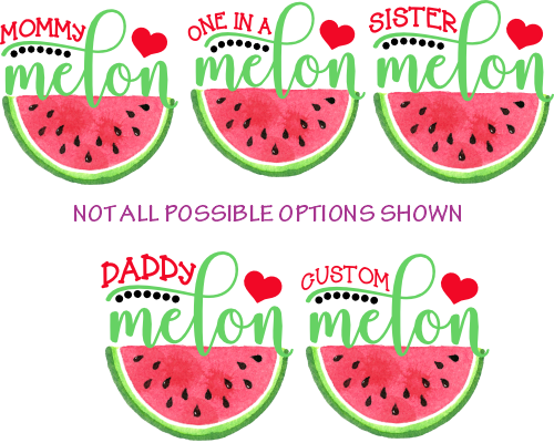 (s004-2A) Red Watermelon One in a Melon Family Custom Text