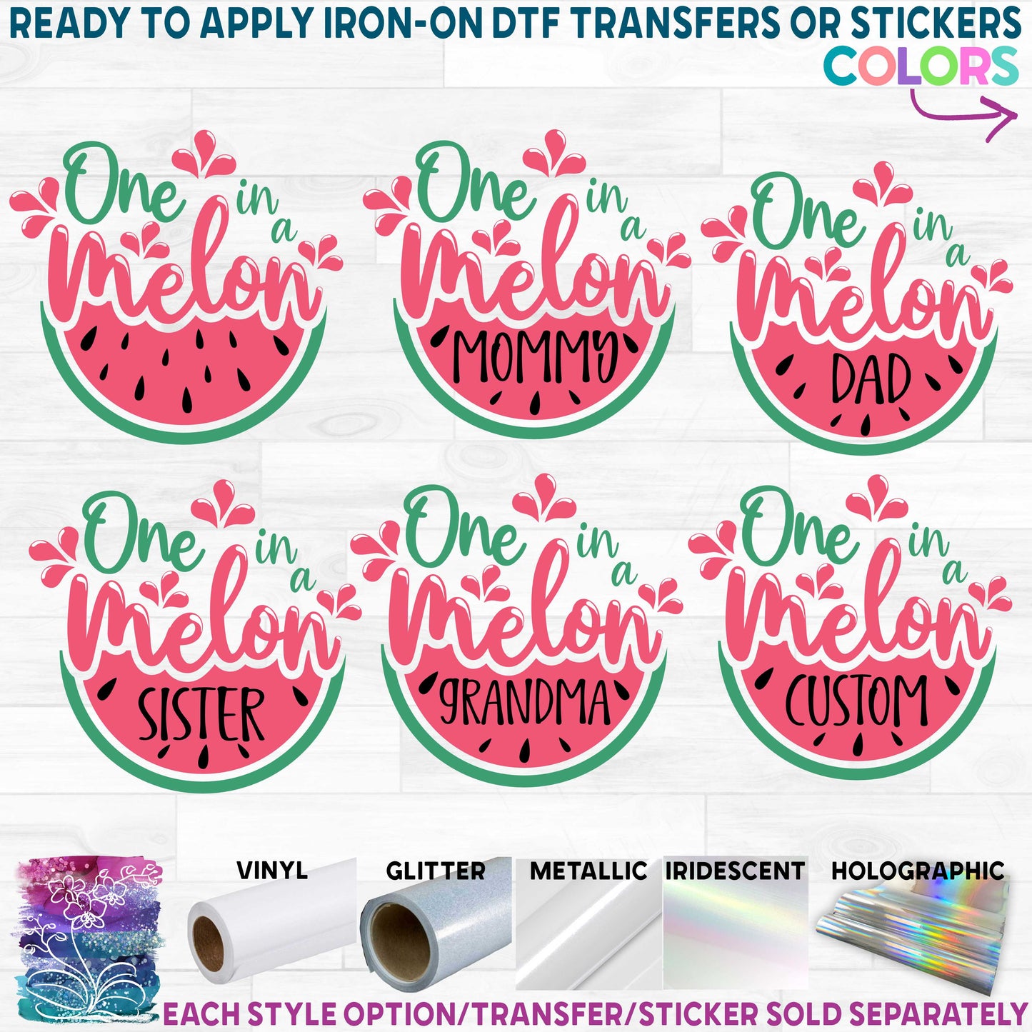 (s004-2C) Pink Watermelon One in a Melon Family Custom Text