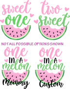 (s004-2G) Pink Watermelon One in a Melon, Sweet One Family Custom Text