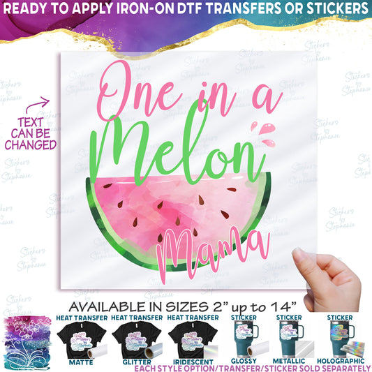 (s004-2I) Pink Watermelon One in a Melon Family Custom Text