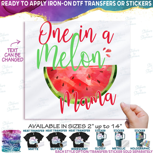 (s004-2H) Red Watermelon One in a Melon Family Custom Text
