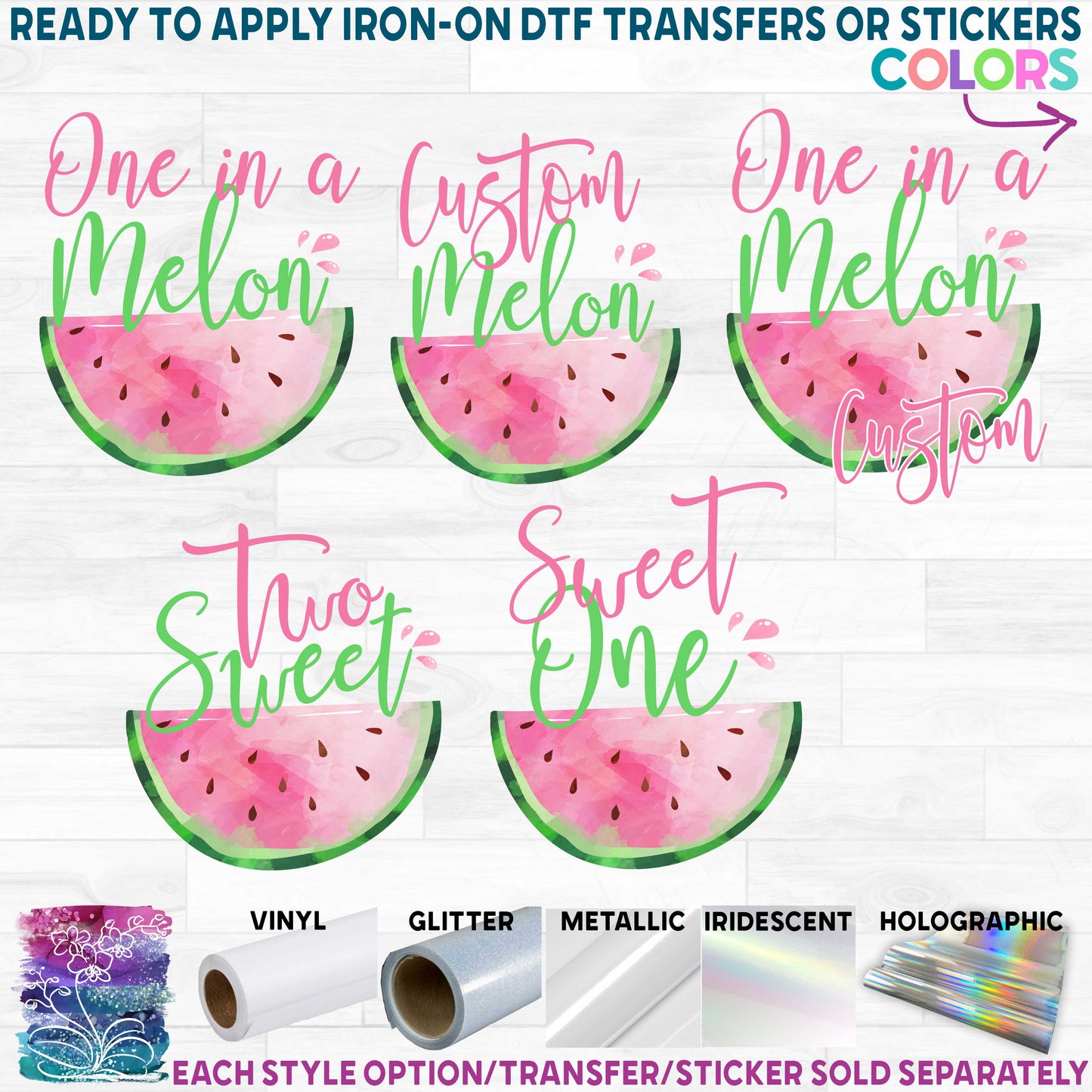 (s004-2I) Pink Watermelon Watermelon One in a Melon Family Custom Text