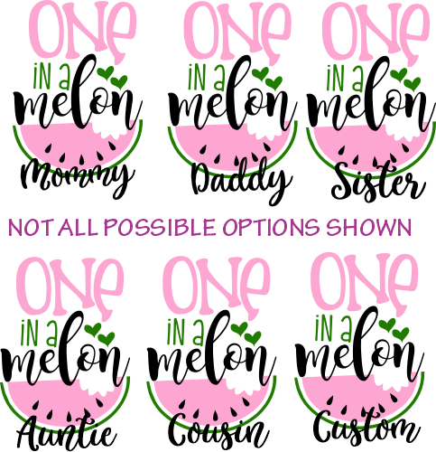 (s004-2L) Pink Watermelon One in a Melon Family Custom Text