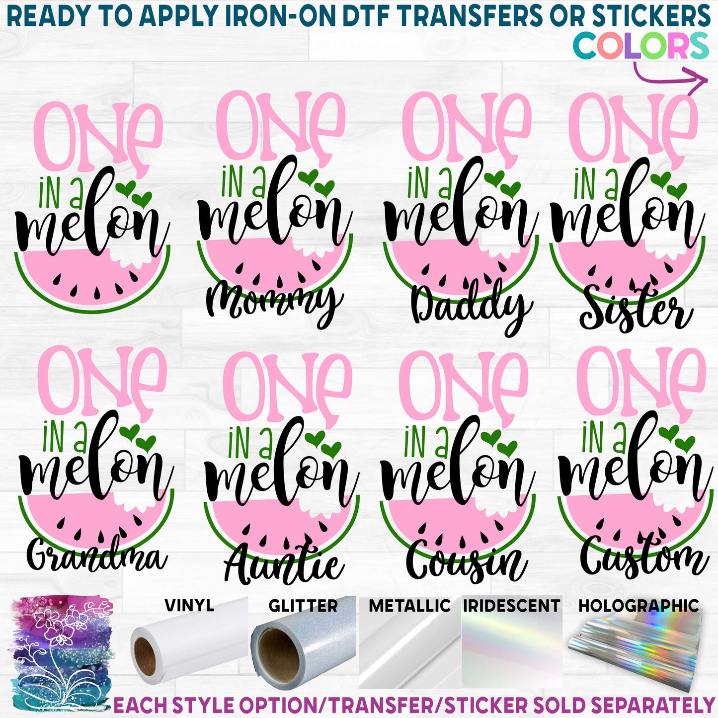 (s004-2L) Pink Watermelon One in a Melon Family Custom Text